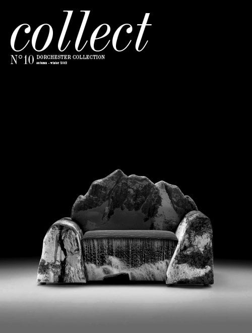 《收藏》杂志的封面是一张显然是用石头做的沙发