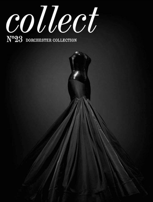 《收藏》杂志的封面是一件光滑的黑色连衣裙。