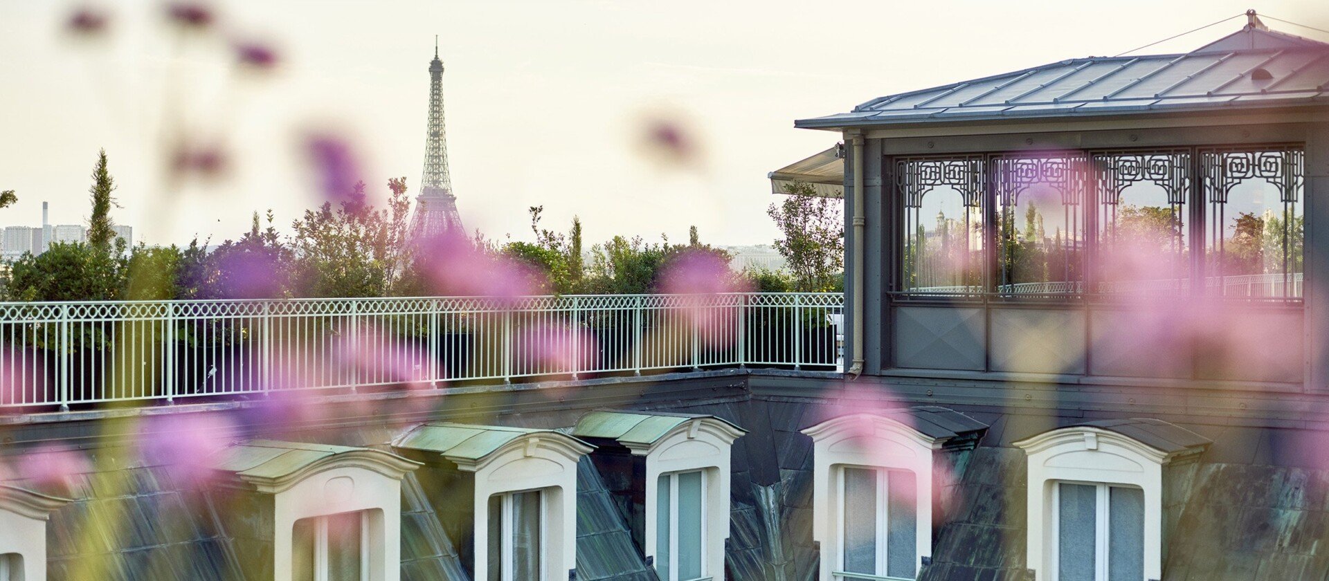 从Le Meurice Paris酒店的露台上可以看到Belle Etoile套房的庭院